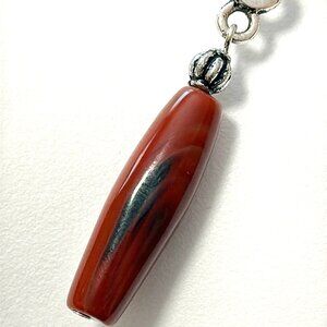 2/$20, Dark Orange Agate Lariat Necklace, Genuine Gemstone Cord Necklace